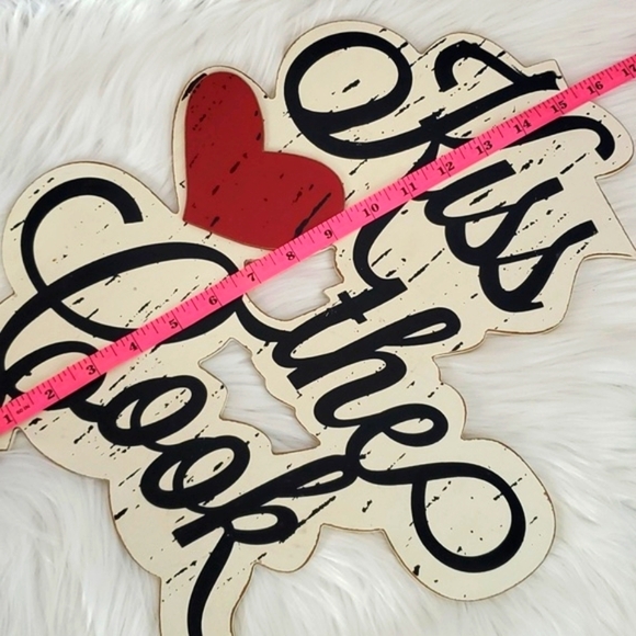 Hobby Lobby Kiss The Cook Chef Kitchen Tabletop Decor Hanging Wood 12"x16" - Picture 13 of 14